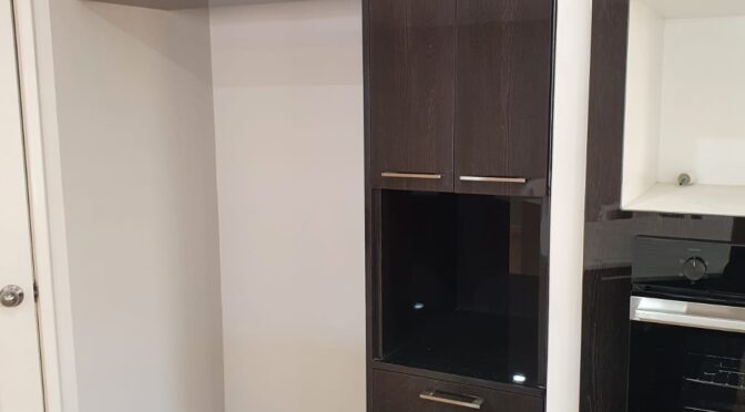 New Kitchen with stone waterfall